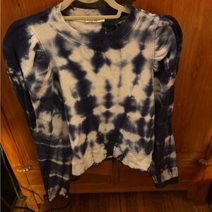 Ulla Johnson Blue and White Tie-Dye Long Sleeve Top